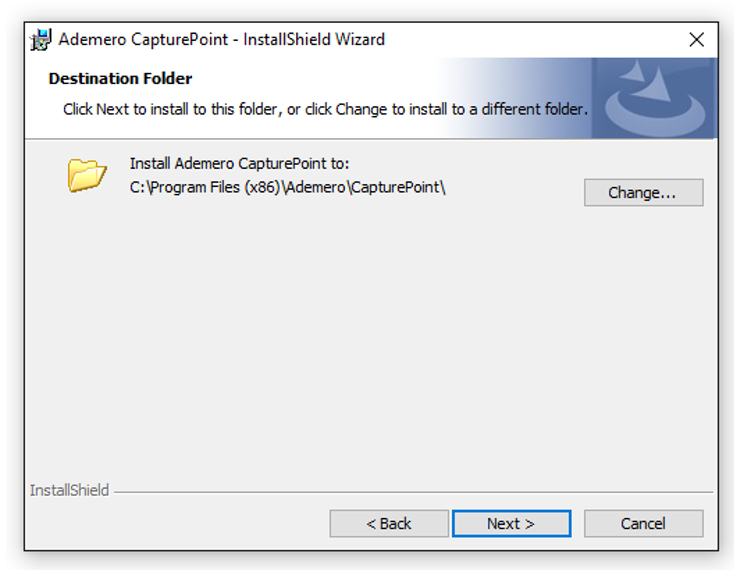 Installing CapturePoint - Install Wizard - Destination Drive